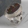 Bague en Argent Shajar Agate Dendritique Persane pour Homme Fog