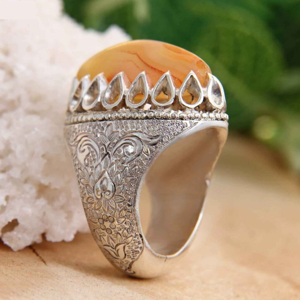Bague en argent Agate pour homme Élégance Ashki