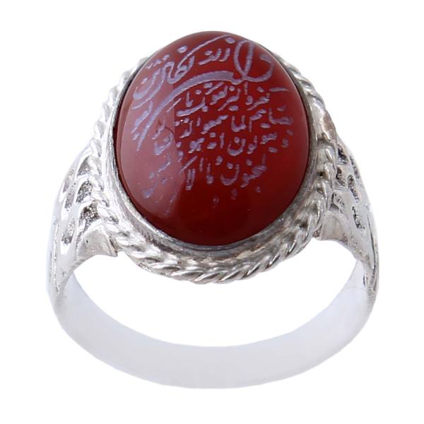 Bague en argent Agate Islamique pour homme Élégance Rouge