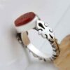 Bague en argent Aqeeq yéménite islamique pour hommes - 4 Qul