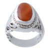 Bague en argent Aqeeq yéménite persane pour hommes - Rouge