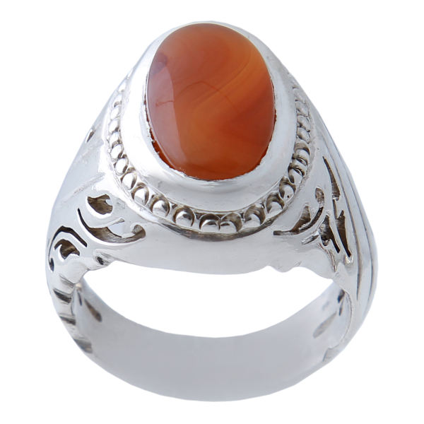 Bague en argent Aqeeq yéménite persane pour hommes – Rouge