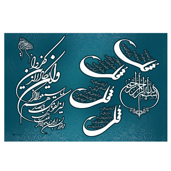 Islamic Wood Print Art - Blue 4 Quls Wall Art