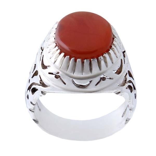 Bague en argent Aqeeq yéménite persane pour hommes – Rouge brillant
