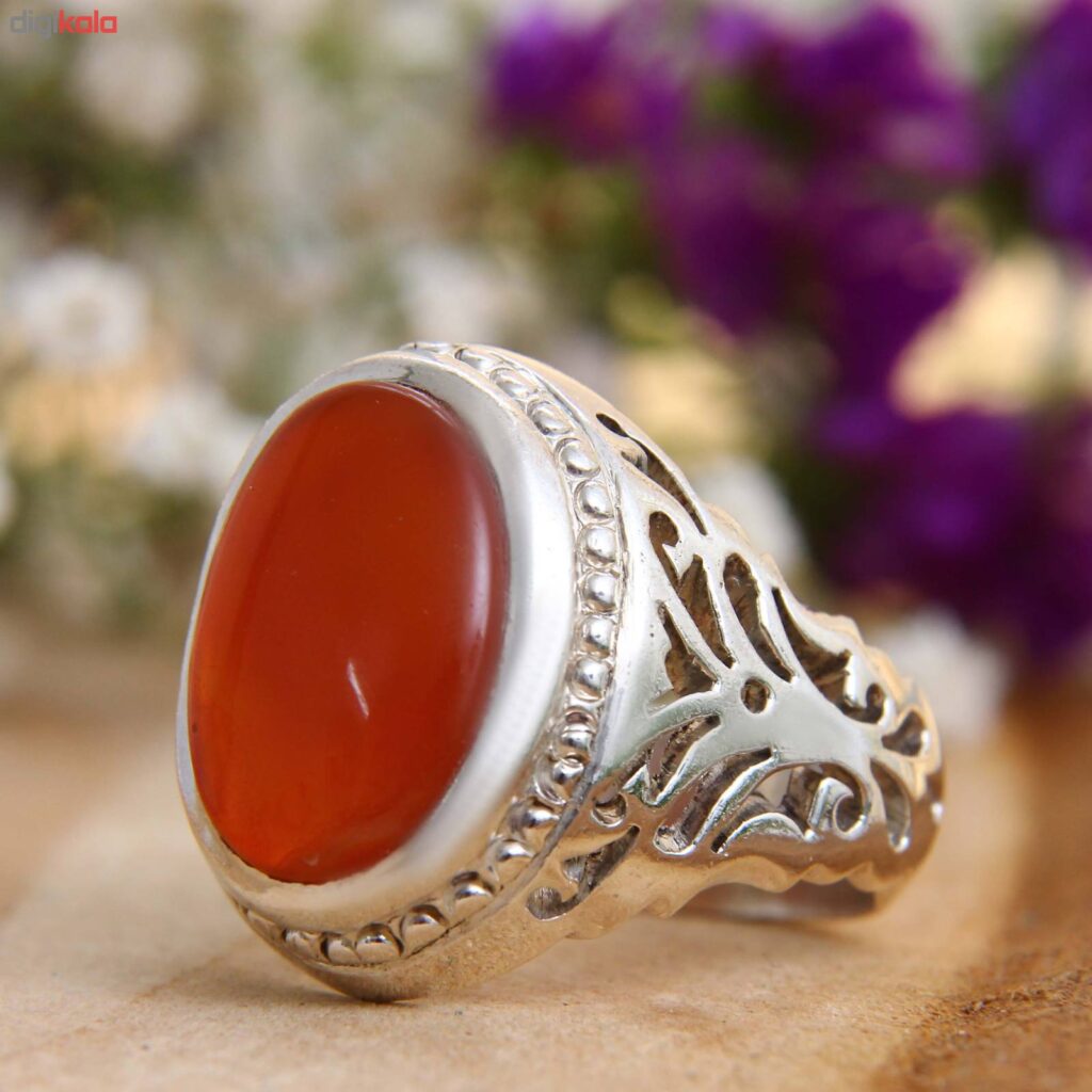 Bague en argent Aqeeq yéménite persane pour hommes - Modèle Roi