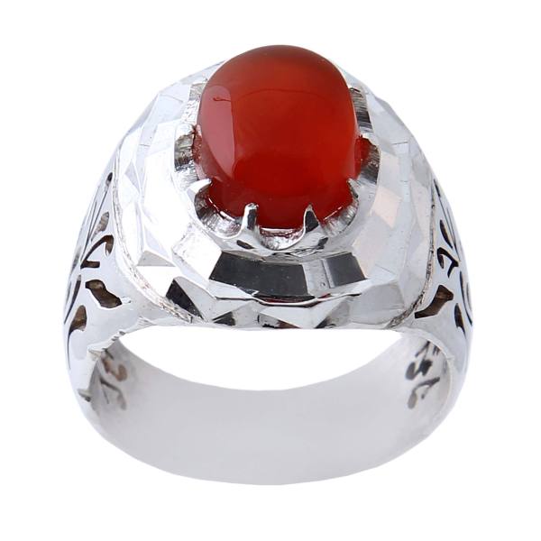 Bague en argent Aqeeq yéménite persane pour hommes – Rouge