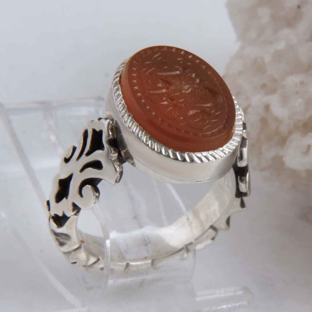 Bague en argent Agate Islamique pour homme Élégance Ya Ali Madad