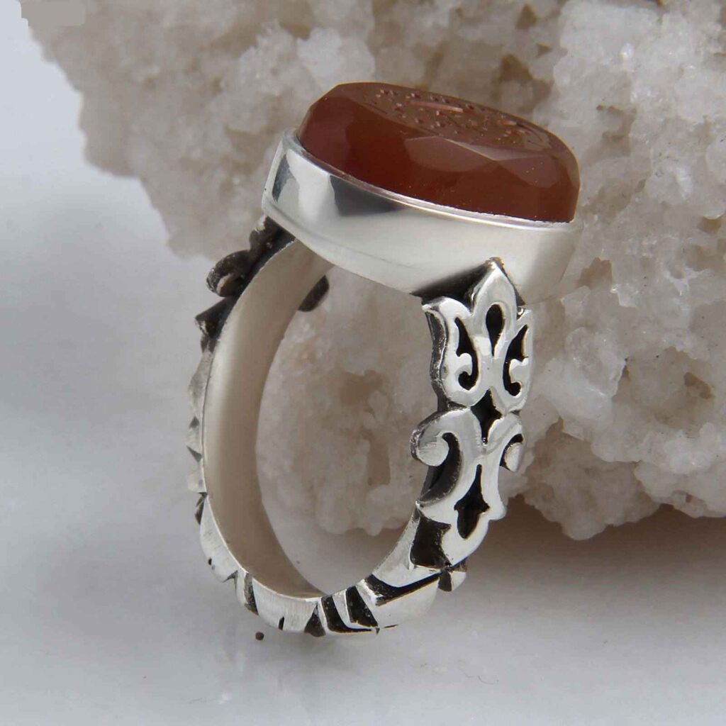 Bague en argent Agate Islamique pour homme Élégance Ya Zeynab Kobra