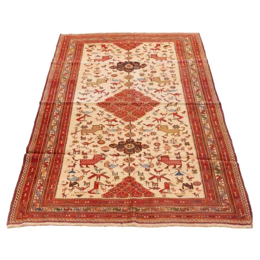 Tapis Kilim en laine persane vintage tissé à la main à Sirjan Animaux