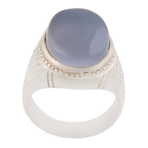 Bague en argent Agate pour homme Élégance Losange Bleu