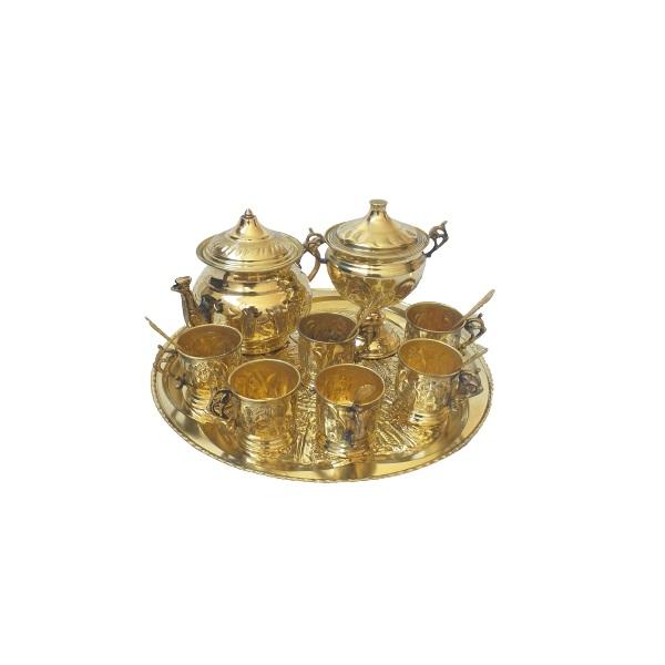 Service à thé et café persan en cuivre fait main - Motif de l'Empire achéménide