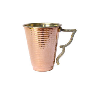 Tasse persane en cuivre – Fabriquée à la main avec anse pour boissons froides – Martelée Papillon