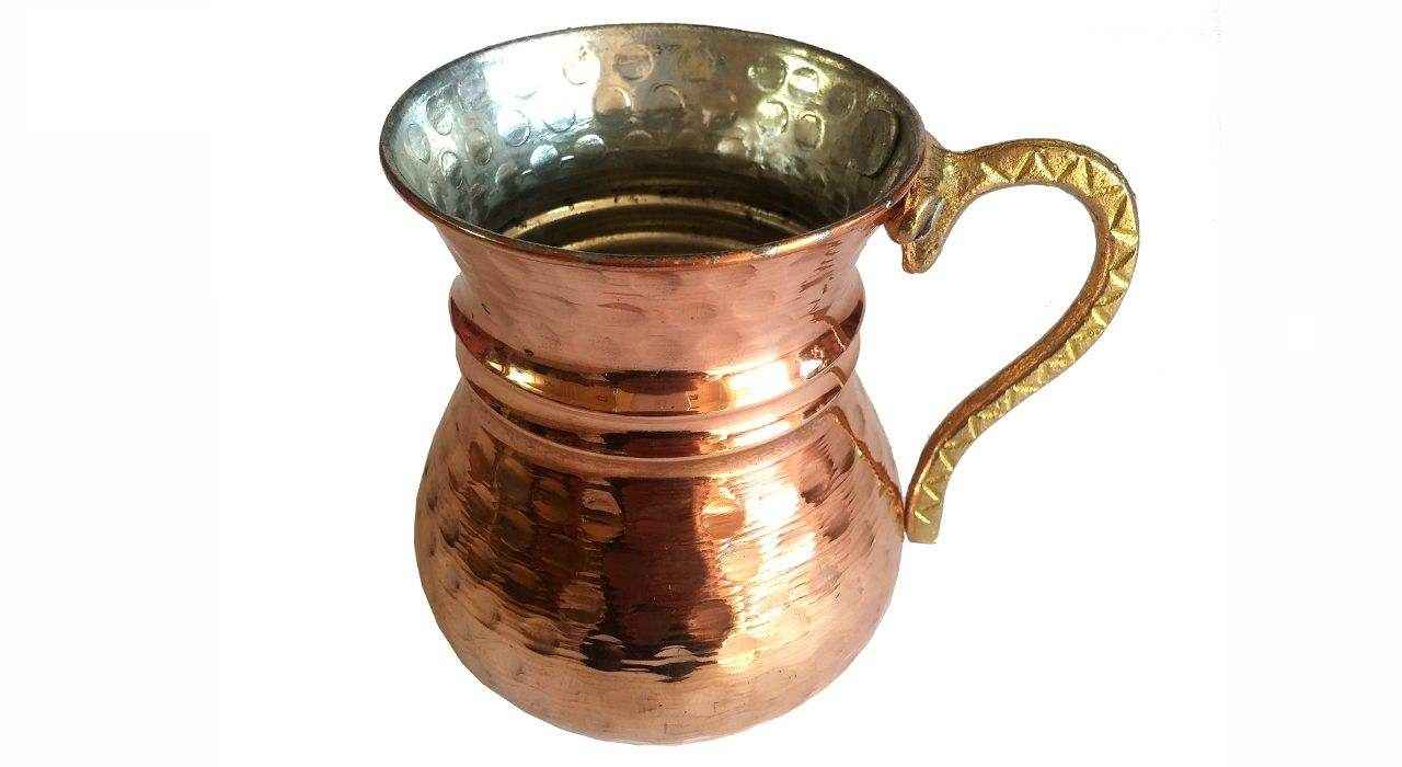 Tasse persane en cuivre – Fabriquée à la main avec anse pour boissons froides – Martelée Sheipouri