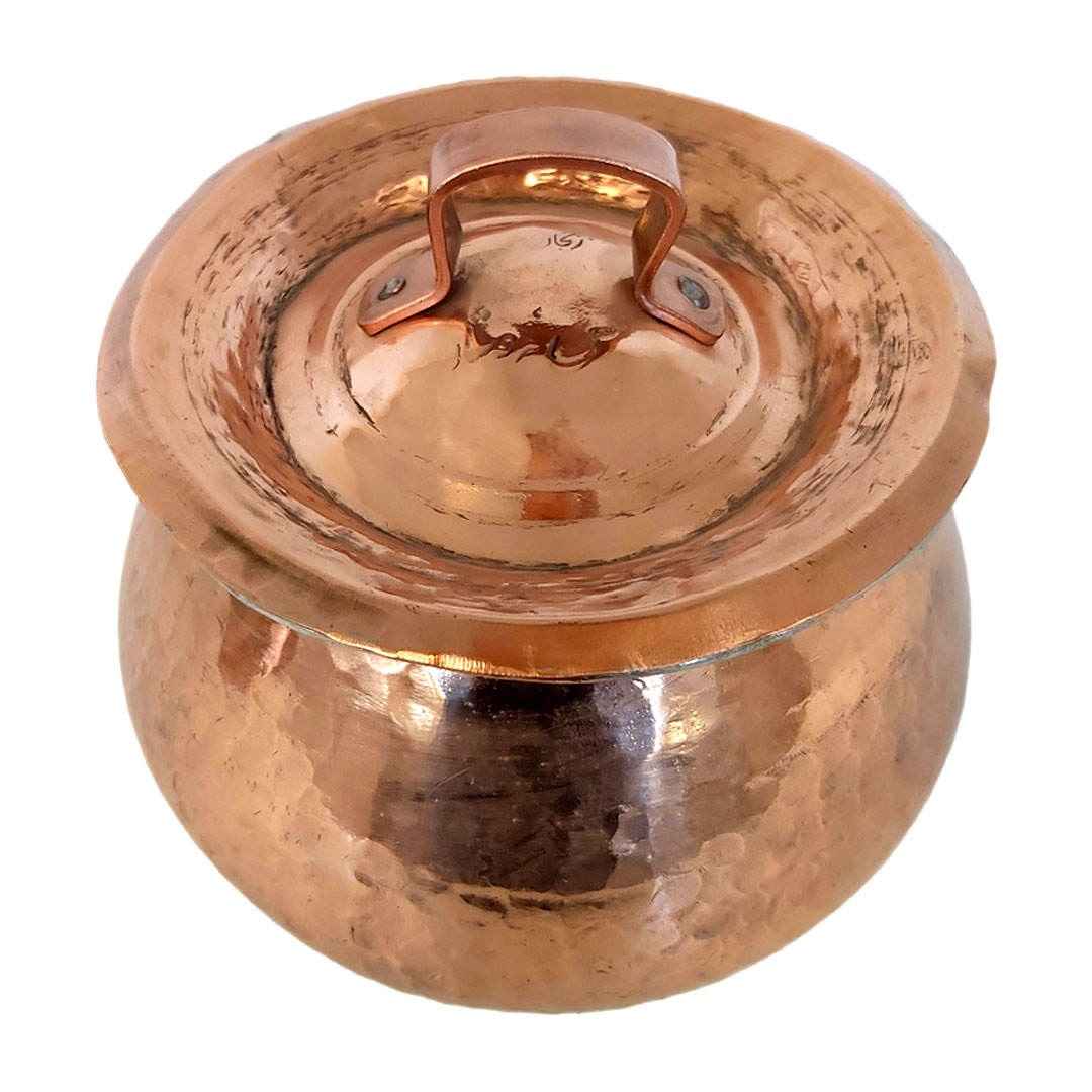 Marmite en cuivre persan – Style de cuisson martelé rond traditionnel