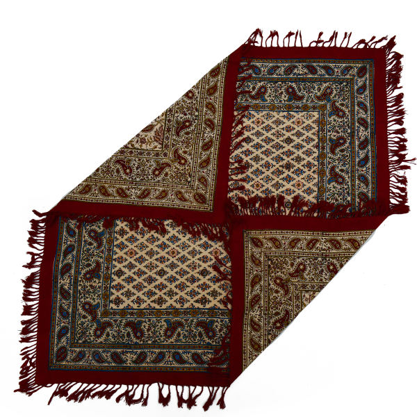 Nappe Persane : Impression Traditionnelle Kalamkari d'Isfahan Bloc Golha