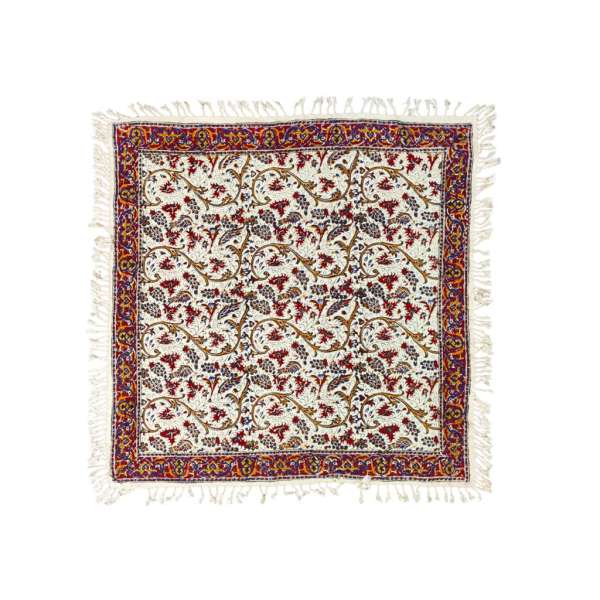 Nappe Persane : Impression Traditionnelle Kalamkari d'Isfahan Bloc Fleurs
