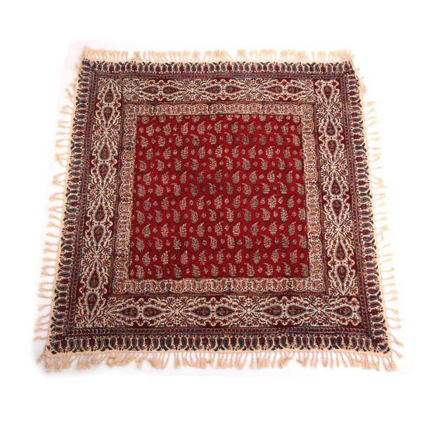 Nappe Persane : Impression Traditionnelle Kalamkari d'Isfahan Bloc Jaune
