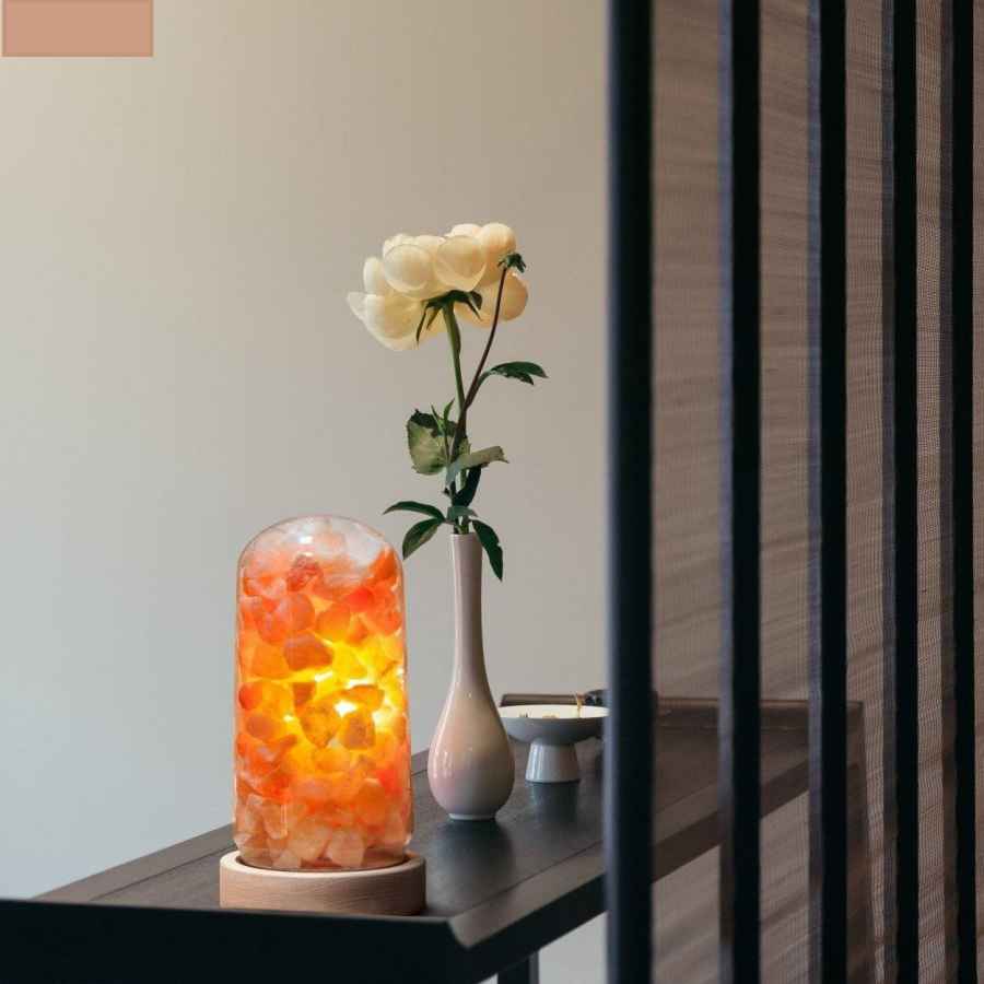 Lampe de sel avec morceaux de sel persans – design cylindrique moderne