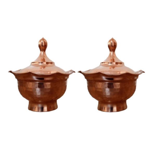 Ensemble de 2 sucriers persans artisanaux en cuivre - Martelé Traditionnel