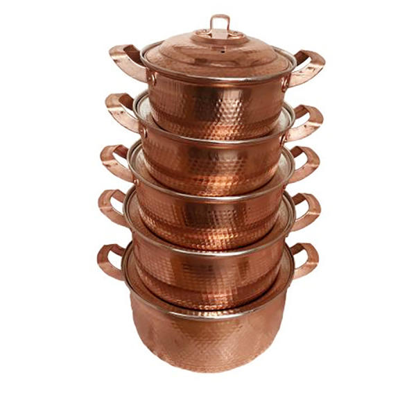 Marmite en cuivre persan - Ensemble de 5 marmites martelées traditionnelles