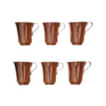 Tasse persane en cuivre – Ensemble de 6 fabriquées à la main avec anse pour boissons froides – Martelées Limak
