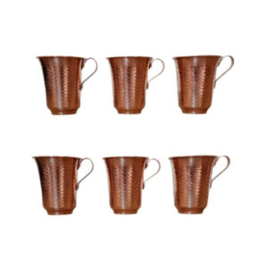 Tasse persane en cuivre – Ensemble de 6 fabriquées à la main avec anse pour boissons froides – Martelées Limak