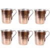 Tasse persane en cuivre - Ensemble de 6 fabriquées à la main avec anse pour boissons froides - Martelées Lale