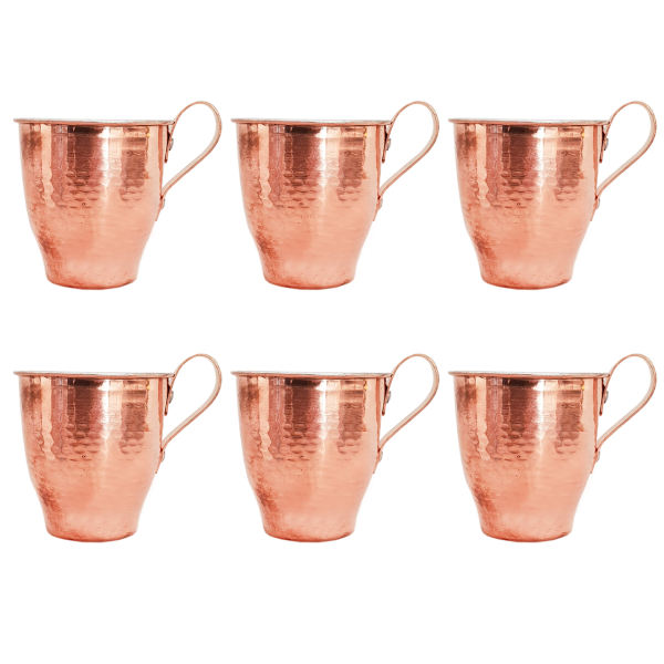 Tasse persane en cuivre - Ensemble de 6 fabriquées à la main avec anse pour boissons froides - Martelées Taras