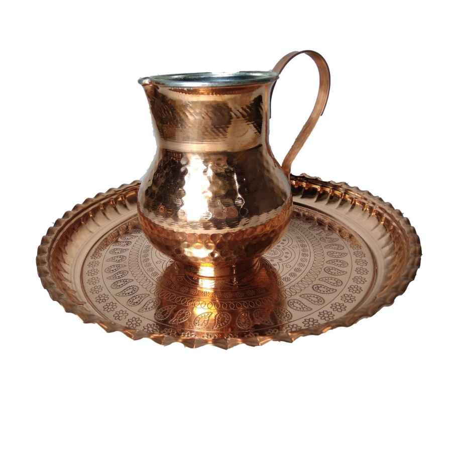 Tasse persane en cuivre – Ensemble de 8 fabriquées à la main avec anse pour boissons froides – Martelées Lale