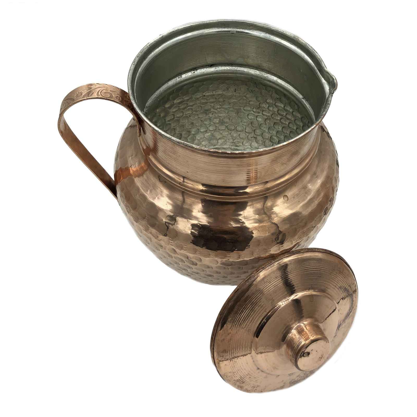Ensemble de 8 carafes et tasses en cuivre perse martelé traditionnel Nil