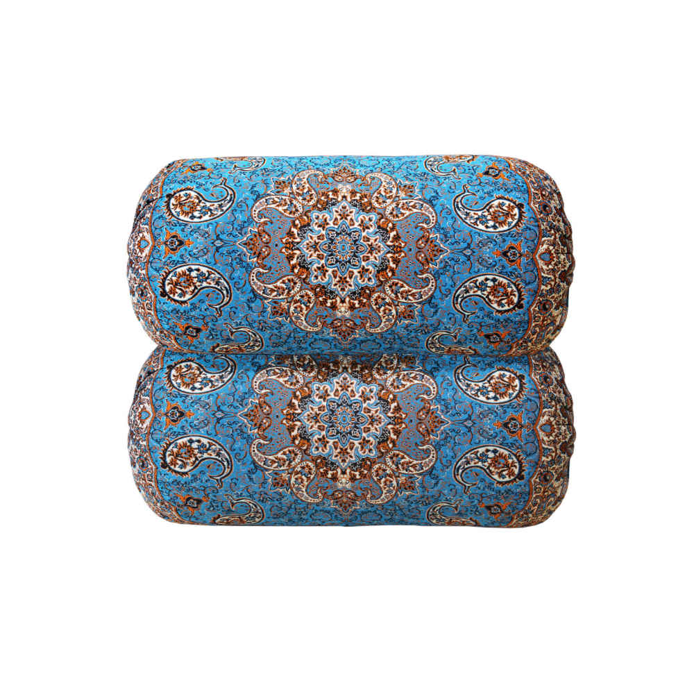 Traversin Cylindrique Traditionnel Persan avec Tissu Élégant Termeh Salar