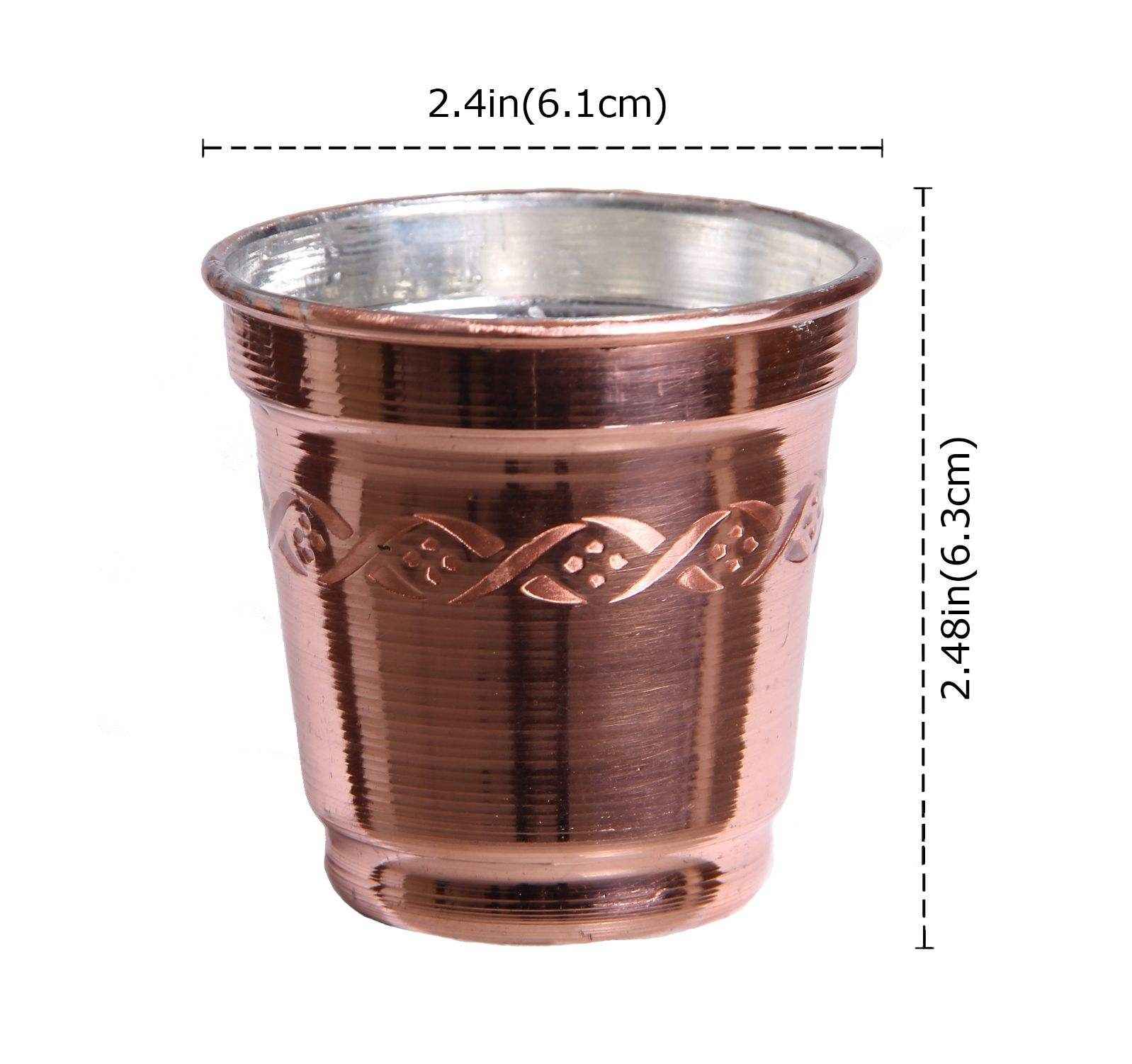 Tasse persane en cuivre – Ensemble de 6 fabriquées à la main avec anse pour boissons froides – Martelées Yas