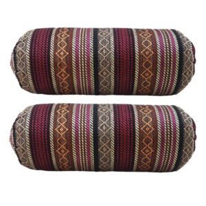 Ensemble de 2 Traversins Cylindriques Traditionnels Persans avec Tissu Élégant Jajim Rouge