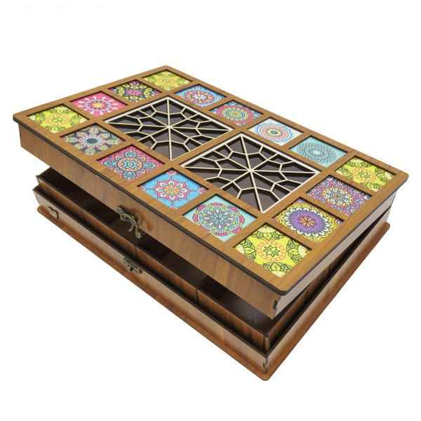 Boîte Organisatrice de Sachets de Thé en Bois avec Coffres Persan Deluxe