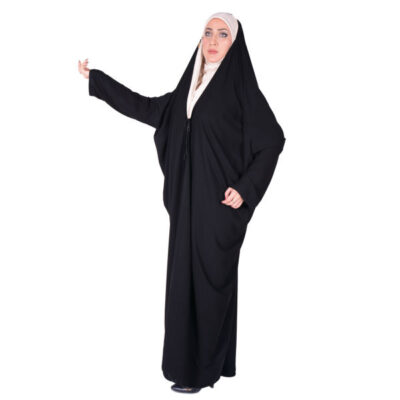Tchador noir arabe premium avec manches pour extérieur