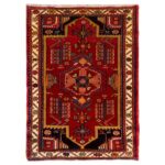 Tapis Persan Fait Main Tribal Intriqué en Laine Ghermez