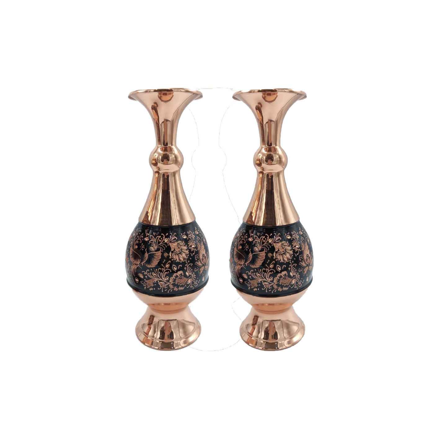 Set de vases décoratifs en cuivre persan gravés fait main & bol G35