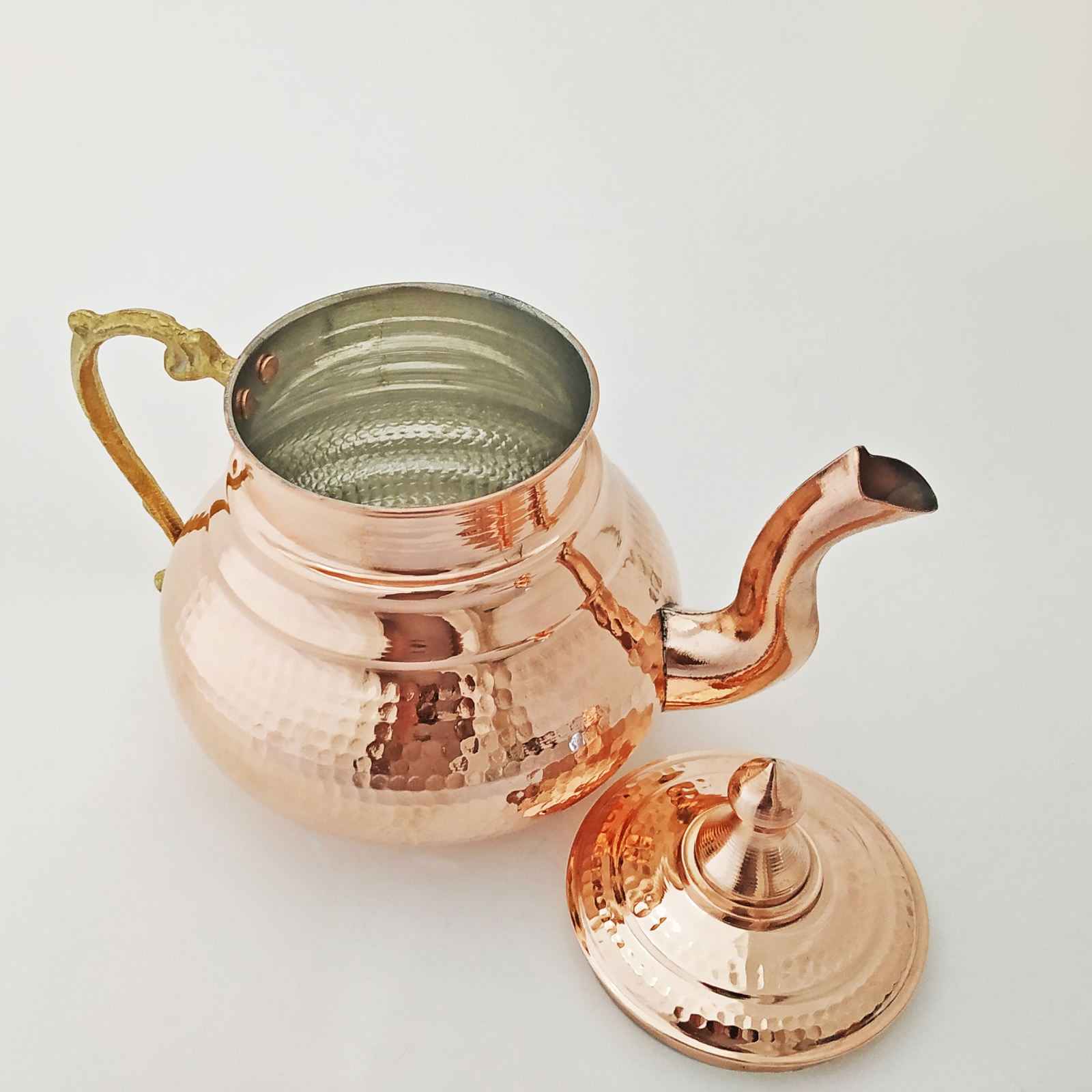 Théière Double en Cuivre Persan Martelée et Durable Mesin