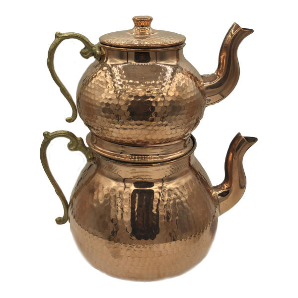 Théière Double en Cuivre Persan Martelée et Durable Silva