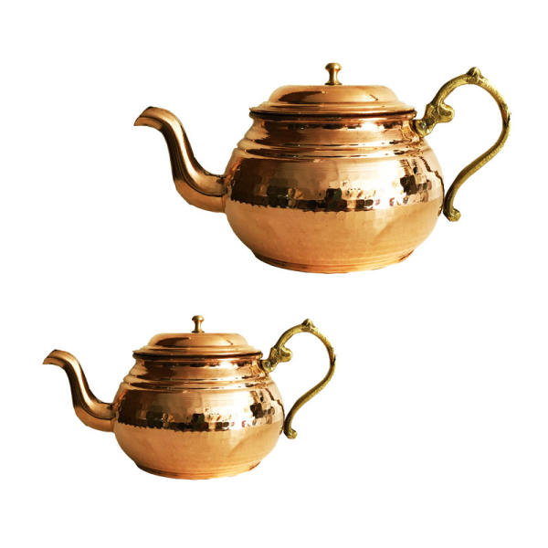 Théière Double en Cuivre Persan Martelée et Durable T190