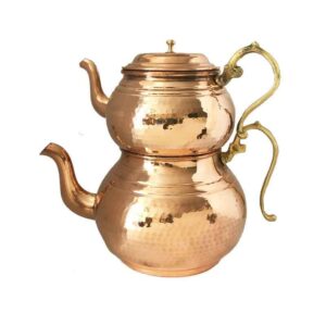 Théière Double en Cuivre Persan Martelée et Durable T190