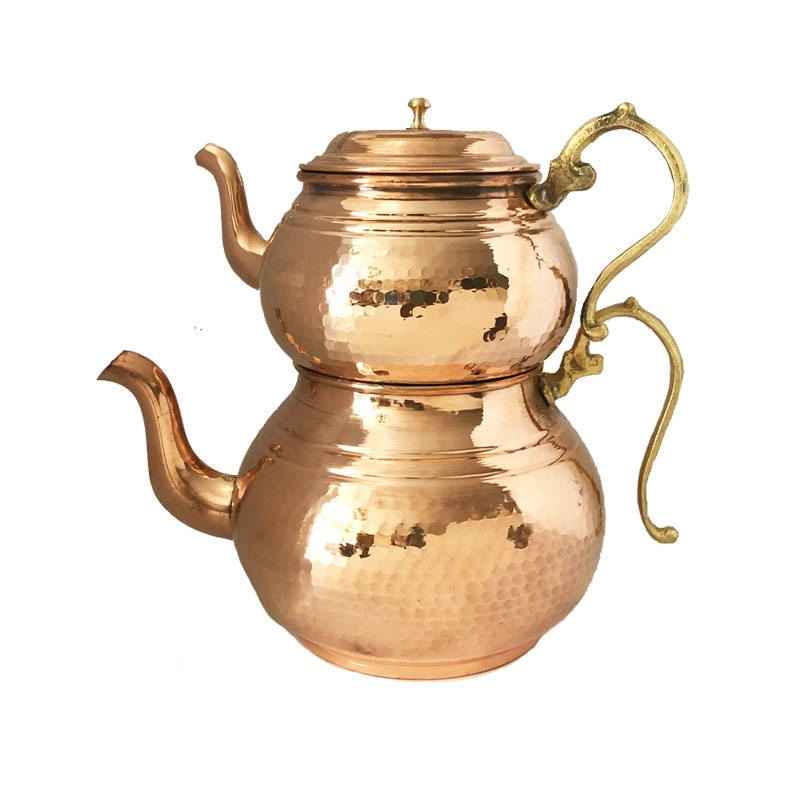 Théière Double en Cuivre Persan Martelée et Durable T190