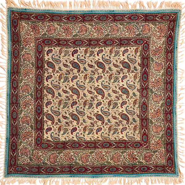 Nappe Iranienne : Impression Traditionnelle Kalamkari d'Isfahan Bloc Majnooni