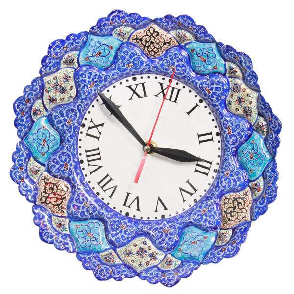 Horloge murale en cuivre persane artisanale - Minakari émaillée
