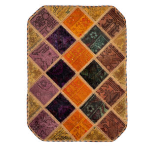 Tapis patchwork persan vintage tissé à la main Orange