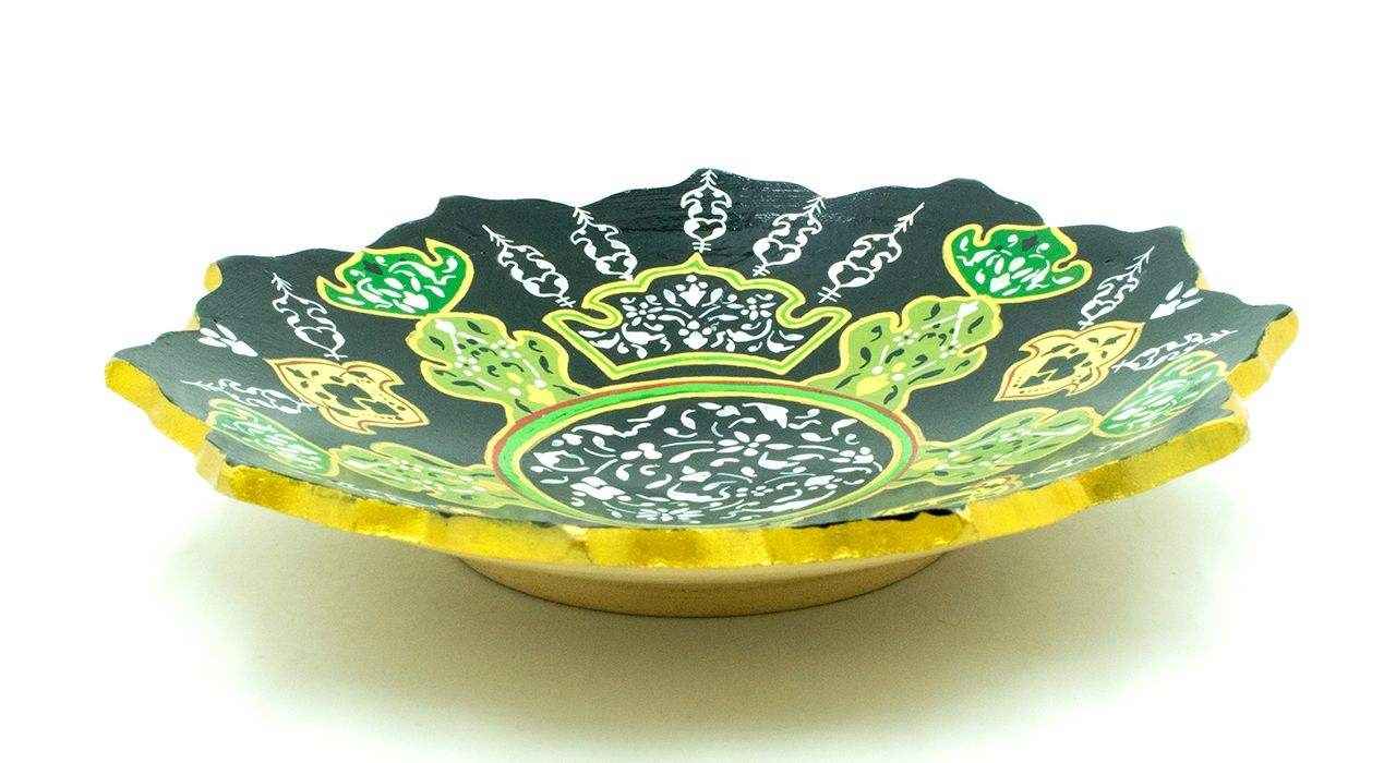 Plaque en céramique décorative peinte à la main Noir & Vert