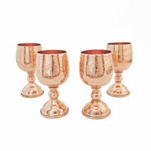 Ensemble de 4 verres à vin en cuivre persan martelé – Modèle Nasim