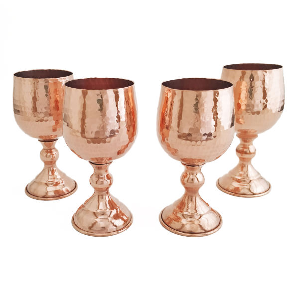 Ensemble de 4 verres à vin en cuivre persan martelé - Modèle Raha