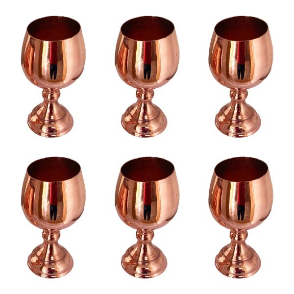 Ensemble de 6 verres à vin en cuivre persan martelé - Modèle Brillant