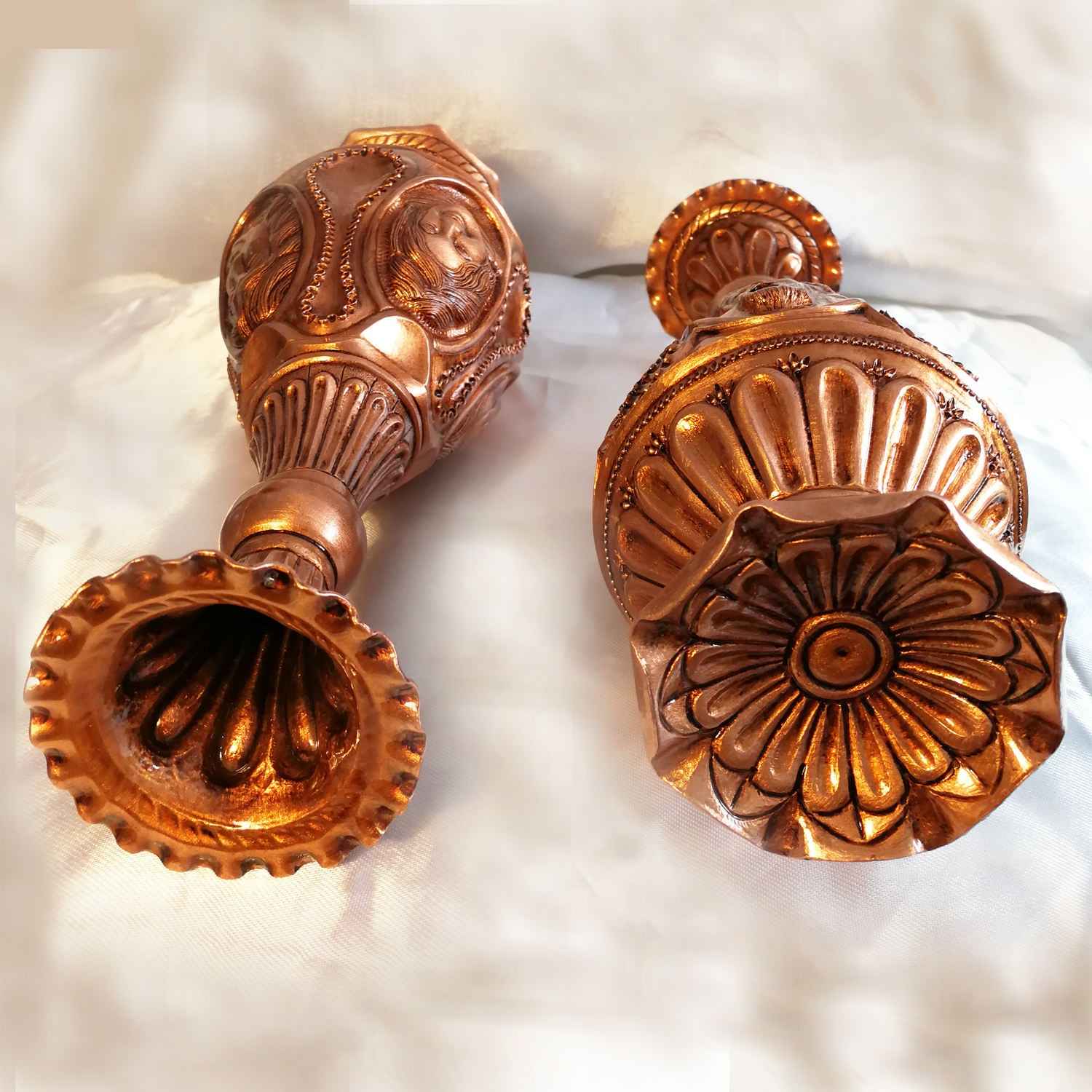 Vase décoratif en cuivre persan gravé fait main – Set de 2